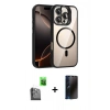 MARSİLYAN™- iPhone 16 Pro Kılıf Yadigar Asil Koleksiyonu - Siyah 3D Antistatik Hayalet Cam Ekran Koruyucu + Raze Metal Kamera Lens - SH