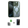 MARSİLYAN™- iPhone 16 Pro Kılıf Yadigar Asil Koleksiyonu - Siyah 3D Antistatik Hayalet Cam Ekran Koruyucu + Raze Metal Kamera Lens - SH