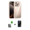 MARSİLYAN™- iPhone 16 Pro Kılıf Yadigar Asil Koleksiyonu - Siyah 3D Antistatik Hayalet Cam Ekran Koruyucu + Raze Metal Kamera Lens - SH