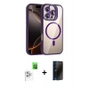 MARSİLYAN™- iPhone 16 Pro Kılıf Yadigar Asil Koleksiyonu - Siyah 3D Antistatik Hayalet Cam Ekran Koruyucu + Raze Metal Kamera Lens - BZ
