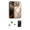 MARSİLYAN™- iPhone 16 Pro Kılıf Yadigar Asil Koleksiyonu - Siyah 3D Antistatik Hayalet Cam Ekran Koruyucu + Raze Metal Kamera Lens - BZ