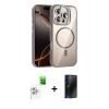 MARSİLYAN™- iPhone 16 Pro Kılıf Yadigar Asil Koleksiyonu - Siyah 3D Antistatik Hayalet Cam Ekran Koruyucu + Raze Metal Kamera Lens - BZ