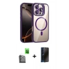 MARSİLYAN™- iPhone 16 Pro Kılıf Yadigar Asil Koleksiyonu - Siyah 3D Antistatik Hayalet Cam Ekran Koruyucu + Raze Metal Kamera Lens - SH