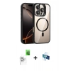 MARSİLYAN™- iPhone 16 Pro Kılıf Yadigar Asil Koleksiyonu - Siyah 3D Antistatik Seramik Nano Ekran Koruyucu + Raze Metal Kamera Lens - BZ