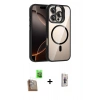 MARSİLYAN™- iPhone 16 Pro Kılıf Yadigar Asil Koleksiyonu - Siyah Bilvis 3D Cam Ekran Koruyucu + Çöl Titanyum Raze Metal Kamera Lens