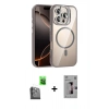 MARSİLYAN™- iPhone 16 Pro Kılıf Yadigar Asil Koleksiyonu - Siyah Bilvis 3D Mat Cam Ekran Koruyucu + Raze Metal Kamera Lens - SH