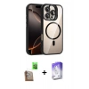 MARSİLYAN™- iPhone 16 Pro Kılıf Yadigar Asil Koleksiyonu - Siyah Bilvis 5in1 3D Magic Cam Ekran Koruyucu + Çöl Titanyum Raze Metal Kamera Lens