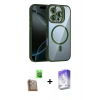 MARSİLYAN™- iPhone 16 Pro Kılıf Yadigar Asil Koleksiyonu - Siyah Bilvis 5in1 3D Magic Cam Ekran Koruyucu + Çöl Titanyum Raze Metal Kamera Lens