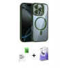 MARSİLYAN™- iPhone 16 Pro Kılıf Yadigar Asil Koleksiyonu - Siyah Bilvis 5in1 5D Magic Hayalet Cam Ekran Koruyucu + Raze Metal Kamera Lens - BZ