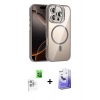 MARSİLYAN™- iPhone 16 Pro Kılıf Yadigar Asil Koleksiyonu - Siyah Bilvis 5in1 5D Magic Hayalet Cam Ekran Koruyucu + Raze Metal Kamera Lens - BZ