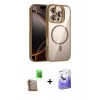 MARSİLYAN™- iPhone 16 Pro Kılıf Yadigar Asil Koleksiyonu - Siyah Bilvis 5in1 5D Magic Hayalet Cam Ekran Koruyucu + Raze Metal Kamera Lens - CLTM