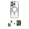 MARSİLYAN™- iPhone 16 Pro Kılıf Yadigar Klasik Özel Seri - Şeffaf 360 Full Body Arka Koruyucu + Siyah Raze Metal Kamera Lens