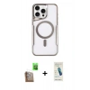 MARSİLYAN™- iPhone 16 Pro Kılıf Yadigar Klasik Özel Seri - Şeffaf Pasifik Cam Ekran Koruyucu + Raze Metal Kamera Lens - CLTM