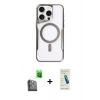 MARSİLYAN™- iPhone 16 Pro Kılıf Yadigar Klasik Özel Seri - Şeffaf Pasifik Cam Ekran Koruyucu + Raze Metal Kamera Lens - SH
