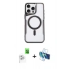 MARSİLYAN™- iPhone 16 Pro Kılıf Yadigar Klasik Özel Seri - Siyah 3D Antistatik Cam Ekran Koruyucu + Raze Metal Kamera Lens - BZ