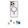 MARSİLYAN™- iPhone 16 Pro Kılıf Yadigar Klasik Özel Seri - Siyah 3D Antistatik Cam Ekran Koruyucu + Raze Metal Kamera Lens - BZ