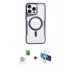 MARSİLYAN™- iPhone 16 Pro Kılıf Yadigar Klasik Özel Seri - Siyah 3D Antistatik Cam Ekran Koruyucu + Raze Metal Kamera Lens - BZ