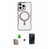 MARSİLYAN™- iPhone 16 Pro Kılıf Yadigar Klasik Özel Seri - Siyah 3D Antistatik Hayalet Cam Ekran Koruyucu + Raze Metal Kamera Lens - CLTM