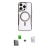 MARSİLYAN™- iPhone 16 Pro Kılıf Yadigar Klasik Özel Seri - Siyah Bilvis 0.18mm Plus Cam Ekran Koruyucu + Raze Metal Kamera Lens - SH