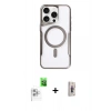 MARSİLYAN™- iPhone 16 Pro Kılıf Yadigar Klasik Özel Seri - Siyah Bilvis 3D Cam Ekran Koruyucu + Raze Metal Kamera Lens - BZ
