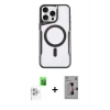 MARSİLYAN™- iPhone 16 Pro Kılıf Yadigar Klasik Özel Seri - Siyah Bilvis 3D Mat Cam Ekran Koruyucu + Beyaz Raze Metal Kamera Lens