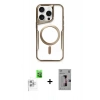 MARSİLYAN™- iPhone 16 Pro Kılıf Yadigar Klasik Özel Seri - Siyah Bilvis 3D Mat Cam Ekran Koruyucu + Beyaz Raze Metal Kamera Lens