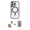MARSİLYAN™- iPhone 16 Pro Kılıf Yadigar Klasik Özel Seri - Siyah Bilvis 3D Mat Cam Ekran Koruyucu + Çöl Titanyum Raze Metal Kamera Lens