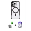 MARSİLYAN™- iPhone 16 Pro Kılıf Yadigar Klasik Özel Seri - Siyah Bilvis 5in1 3D Magic Cam Ekran Koruyucu + Raze Metal Kamera Lens - SH