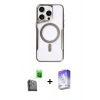 MARSİLYAN™- iPhone 16 Pro Kılıf Yadigar Klasik Özel Seri - Siyah Bilvis 5in1 3D Magic Cam Ekran Koruyucu + Raze Metal Kamera Lens - SH