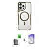 MARSİLYAN™- iPhone 16 Pro Kılıf Yadigar Klasik Özel Seri - Siyah Bilvis 5in1 3D Magic Cam Ekran Koruyucu + Raze Metal Kamera Lens - SH