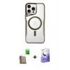 MARSİLYAN™- iPhone 16 Pro Kılıf Yadigar Klasik Özel Seri - Siyah Bilvis 5in1 5D Magic Hayalet Cam Ekran Koruyucu + Çöl Titanyum Raze Metal Kamera Lens