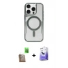 MARSİLYAN™- iPhone 16 Pro Kılıf Yadigar Klasik Özel Seri - Siyah Bilvis 5in1 5D Magic Hayalet Cam Ekran Koruyucu + Çöl Titanyum Raze Metal Kamera Lens