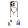 MARSİLYAN™- iPhone 16 Pro Kılıf Yadigar Klasik Özel Seri - Siyah Bilvis 5in1 5D Magic Hayalet Cam Ekran Koruyucu + Çöl Titanyum Raze Metal Kamera Lens