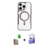 MARSİLYAN™- iPhone 16 Pro Kılıf Yadigar Klasik Özel Seri - Siyah Bilvis 5in1 5D Magic Hayalet Cam Ekran Koruyucu + Çöl Titanyum Raze Metal Kamera Lens