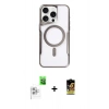 MARSİLYAN™- iPhone 16 Pro Kılıf Yadigar Klasik Özel Seri - Siyah Buffer Cam Ekran Koruyucu + Raze Metal Kamera Lens - BZ