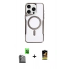 MARSİLYAN™- iPhone 16 Pro Kılıf Yadigar Klasik Özel Seri - Siyah Buffer Cam Ekran Koruyucu + Raze Metal Kamera Lens - SH