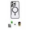 MARSİLYAN™- iPhone 16 Pro Kılıf Yadigar Klasik Özel Seri - Siyah Buffer Cam Ekran Koruyucu + Raze Metal Kamera Lens - SH