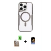 MARSİLYAN™- iPhone 16 Pro Kılıf Yadigar Klasik Özel Seri - Siyah Buffer Hayalet Cam Ekran Koruyucu + Çöl Titanyum Raze Metal Kamera Lens