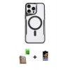 MARSİLYAN™- iPhone 16 Pro Kılıf Yadigar Klasik Özel Seri - Siyah Buffer Hayalet Cam Ekran Koruyucu + Çöl Titanyum Raze Metal Kamera Lens