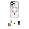 MARSİLYAN™- iPhone 16 Pro Kılıf Yadigar Klasik Özel Seri - Siyah Buffer Hayalet Cam Ekran Koruyucu + Çöl Titanyum Raze Metal Kamera Lens