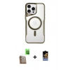 MARSİLYAN™- iPhone 16 Pro Kılıf Yadigar Klasik Özel Seri - Siyah Buffer Hayalet Cam Ekran Koruyucu + Çöl Titanyum Raze Metal Kamera Lens