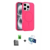 MARSİLYAN™- iPhone 16 Pro Kılıf Yankı Form Serisi - Siyah 3D Antistatik Cam Ekran Koruyucu + Siyah Raze Metal Kamera Lens