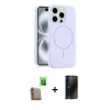 MARSİLYAN™- iPhone 16 Pro Kılıf Yankı Form Serisi - Siyah 3D Antistatik Hayalet Cam Ekran Koruyucu + Raze Metal Kamera Lens - CLTM