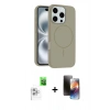 MARSİLYAN™- iPhone 16 Pro Kılıf Yankı Form Serisi - Siyah 3D Antistatik Mat Seramik Nano Ekran Koruyucu + Raze Metal Kamera Lens - BZ