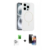 MARSİLYAN™- iPhone 16 Pro Kılıf Yankı Form Serisi - Siyah 3D Antistatik Mat Seramik Nano Ekran Koruyucu + Raze Metal Kamera Lens - BZ