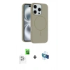 MARSİLYAN™- iPhone 16 Pro Kılıf Yankı Form Serisi - Siyah 3D Antistatik Seramik Nano Ekran Koruyucu + Raze Metal Kamera Lens - BZ