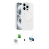 MARSİLYAN™- iPhone 16 Pro Kılıf Yankı Form Serisi - Siyah 3D Antistatik Seramik Nano Ekran Koruyucu + Raze Metal Kamera Lens - BZ