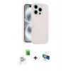 MARSİLYAN™- iPhone 16 Pro Kılıf Yankı Form Serisi - Siyah 3D Antistatik Seramik Nano Ekran Koruyucu + Raze Metal Kamera Lens - BZ