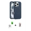 MARSİLYAN™- iPhone 16 Pro Kılıf Yankı Form Serisi - Siyah Bilvis 3D Cam Ekran Koruyucu + Raze Metal Kamera Lens - BZ