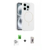 MARSİLYAN™- iPhone 16 Pro Kılıf Yankı Form Serisi - Siyah Bilvis 3D Cam Ekran Koruyucu + Raze Metal Kamera Lens - BZ